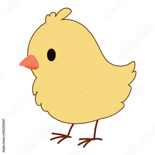 Cute Chick Icon. Lovely Easter Holiday Mascot. Cartoon Chicken Character Isolated on Background. Funny Childish Drawn Chick Bird Portrait for Ester Party Greeting card Decoration.