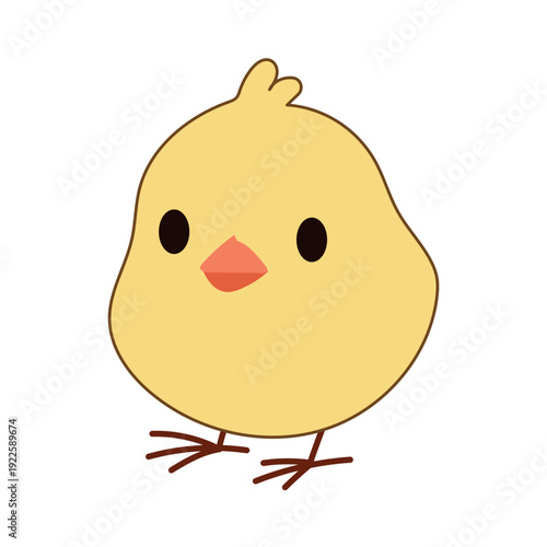 Cute Chick Icon. Lovely Easter Holiday Mascot. Cartoon Chicken Character Isolated on Background. Funny Childish Drawn Chick Bird Portrait for Ester Party Greeting card Decoration.
