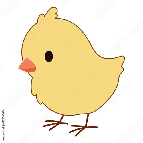 Cute Chick Icon. Lovely Easter Holiday Mascot. Cartoon Chicken Character Isolated on Background. Funny Childish Drawn Chick Bird Portrait for Ester Party Greeting card Decoration.