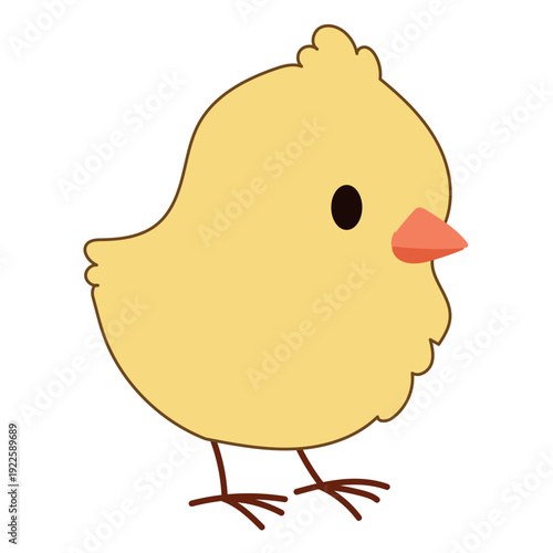 Cute Chick Icon. Lovely Easter Holiday Mascot. Cartoon Chicken Character Isolated on Background. Funny Childish Drawn Chick Bird Portrait for Ester Party Greeting card Decoration.