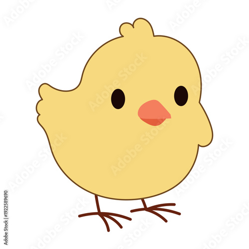 Cute Chick Icon. Lovely Easter Holiday Mascot. Cartoon Chicken Character Isolated on Background. Funny Childish Drawn Chick Bird Portrait for Ester Party Greeting card Decoration.