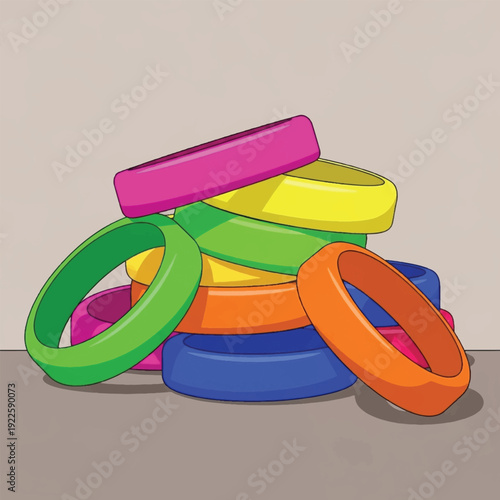 Colorful Rubber Bangles Stacked Together.