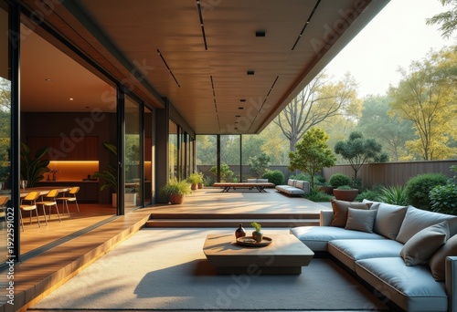 Wallpaper Mural Flat Roof Midcentury House with Expansive Windows Inviting Natural Light into Interior Torontodigital.ca