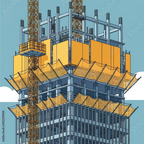 Construction site with scaffolding tower 1.