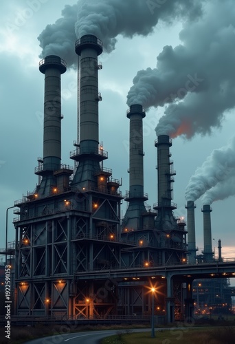 Wallpaper Mural Formidable Steel Factory Complex Tall Smokestacks Piping System Industrial Powerhouse Machinery Environment Torontodigital.ca