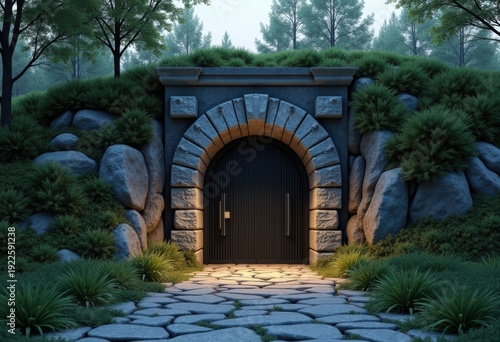 Wallpaper Mural Hidden Underground Bunker Door Entrance in Hillside Concealed Passageway Reveal Torontodigital.ca