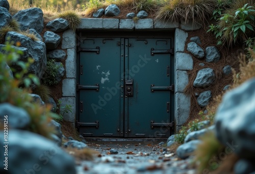 Wallpaper Mural Hidden Underground Bunker Door Hillside Concealed Entry Military Style Access Secure Torontodigital.ca