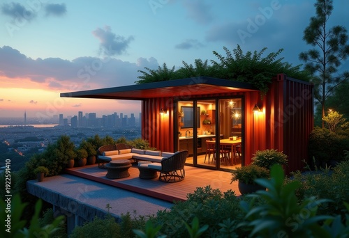 Wallpaper Mural Innovative Steel Container Living Space Rooftop Oasis Urban Escape Unique Cozy Hideaway Torontodigital.ca