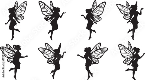 fairy silhouette collections in white backgorund