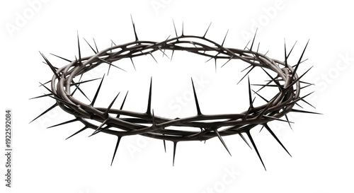 Crown of thorns symbol for religious and biblical concepts, dark and ominous