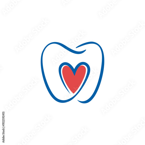Dental care with a heart symbol for healthy teeth.