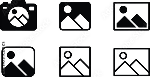 Set of modern photo and camera icons for design projects