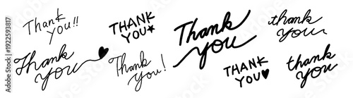 Thank you 手書きロゴセット 筆記体とおしゃれなレタリング 感謝のメッセージ ベクター素材
感