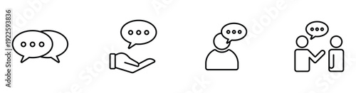 Communication and Live Chat Outline Vector Icons