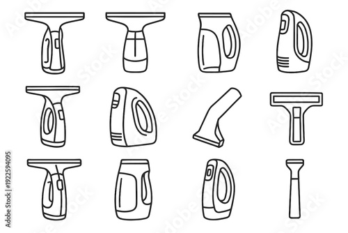 Collection shell grip vector cleaner suction icon outline cordless internal body vacuum