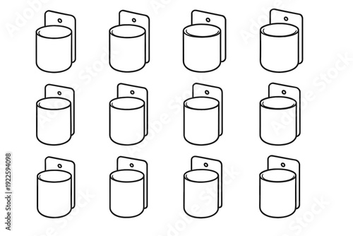 Simple holder icon wall cup vector pen container office functional vertical