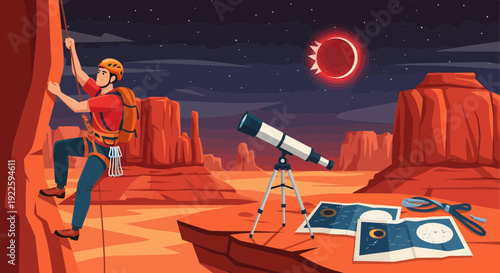 Rock climber ascending cliff face with determination and focus.