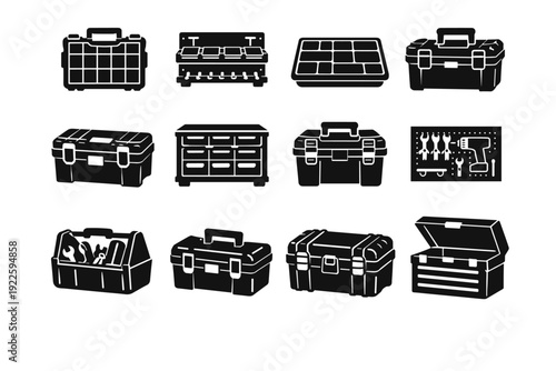 Variation materials structure icon durable tool generation vector image rubberized box organizer