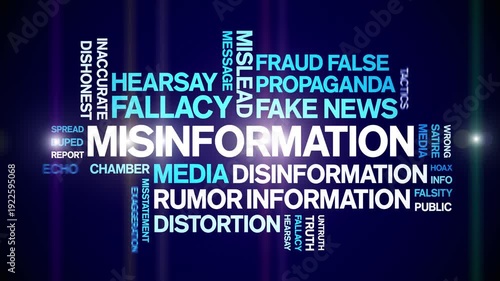 Misinformation animated word cloud-text design animation tag kinetic typography seamless loop.