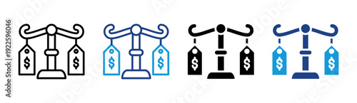 Price Balance icon set multiple style collection