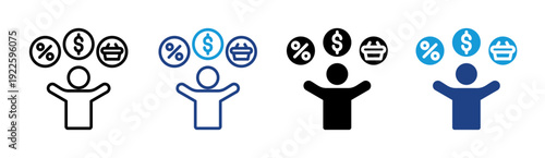 Financial Growth icon set multiple style collection