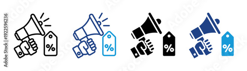 Discount Promotion icon set multiple style collection