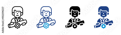 Technician Service icon set multiple style collection