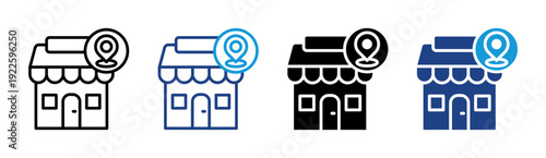Store Location icon set multiple style collection