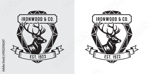 Ironwood and Co Majestic Stag Deer Head Geometric Badge
