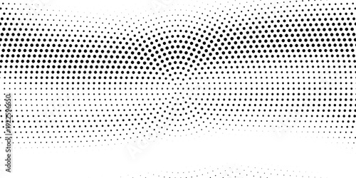 Halftone radial dotted background. Square dots comic gradient texture. Concentric fading gradation wallpaper. Black white rough grit overlay. Grunge gritty circular pop art cartoon backdrop. Vector