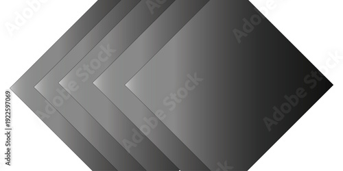 Abstract geometric background featuring black and white shapes with a 3d metal texture and a paper curl design on a blank vector template.