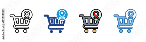 Store Location icon set multiple style collection