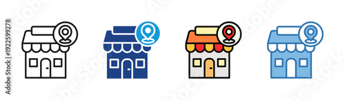 Store Location icon set multiple style collection