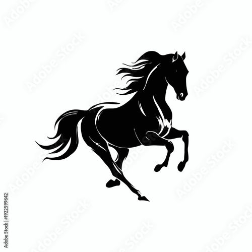 Black silhouette of a horse in a vector illustration running freely.