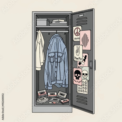 Gray metal school locker interior.