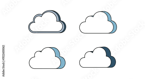 Cloud Line art modern color illustration design