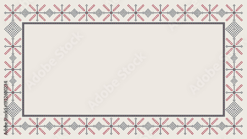 A decorative rectangular frame with a floral pattern on a white background