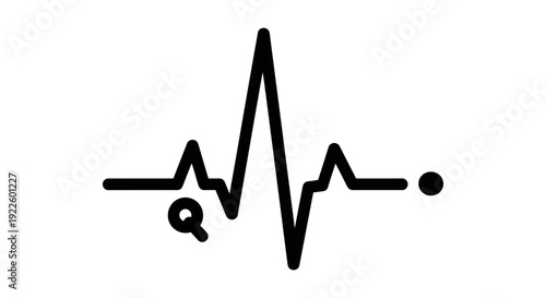 A simple yet striking black and white icon depicting a normal electrocardiogram (ECG) heartbeat line.