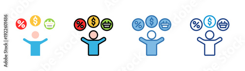 Financial Growth icon set multiple style collection