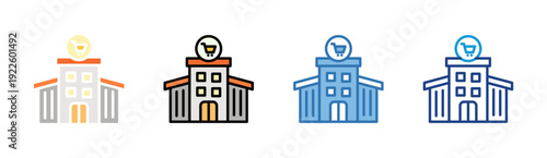 Shopping Mall icon set multiple style collection