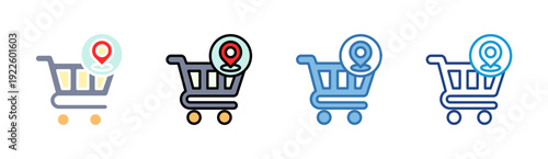 Store Location icon set multiple style collection