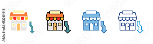 Store Closure icon set multiple style collection