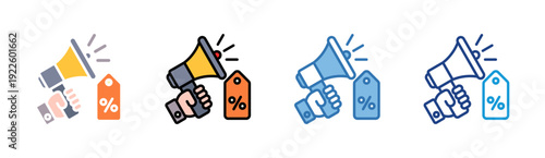 Discount Promotion icon set multiple style collection
