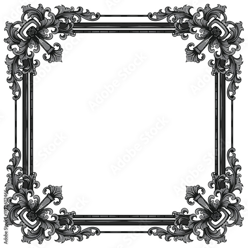 decorative vintage frame border with floral ornament illustration art