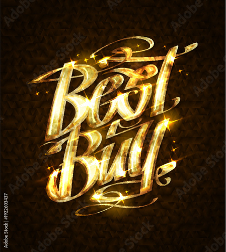 Best buy, vector flyer or banner mockup with hand drawn lettering