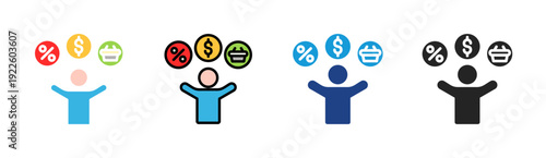 Financial Growth icon set multiple style collection