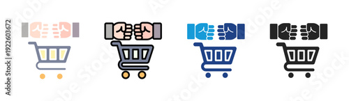 Shopping Basket icon set multiple style collection
