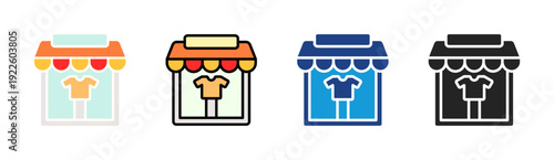 Clothing Store icon set multiple style collection