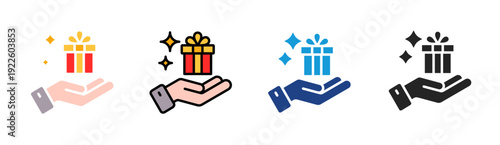 Gift Reward icon set multiple style collection