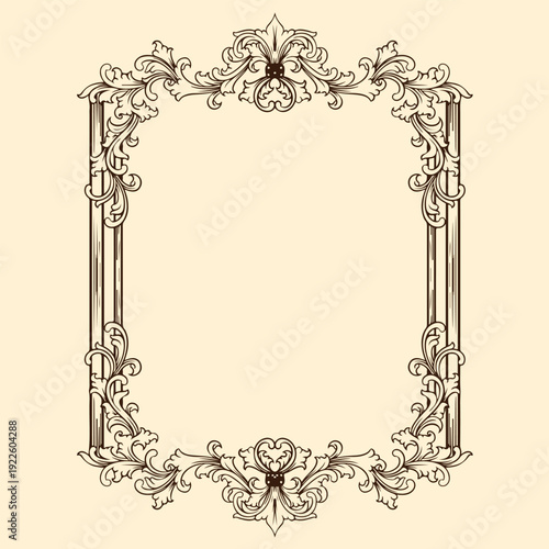 decorative vintage frame border with floral ornament illustration art